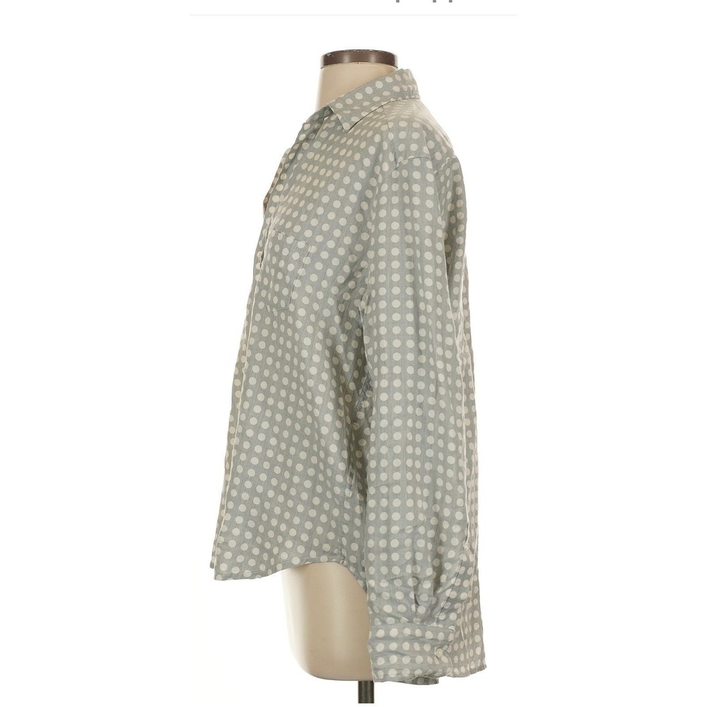 Frank & Eileen Eileen Gray and White Polka Dot Button Down Shirt Small - Picture 3 of 5